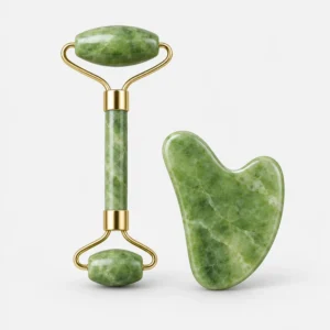 Marble Jade Roller with Gua Sha Stone - Facial Massage Tool Set (illustration)