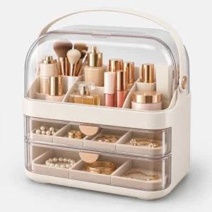 Makeup Organizer Storage Box with Handle for Cosmetics & Jewellery (illustration)
