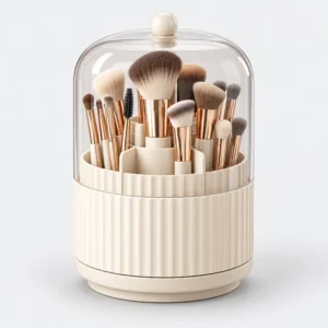 360° Rotating Makeup Brush Holder with Lid (illustration)